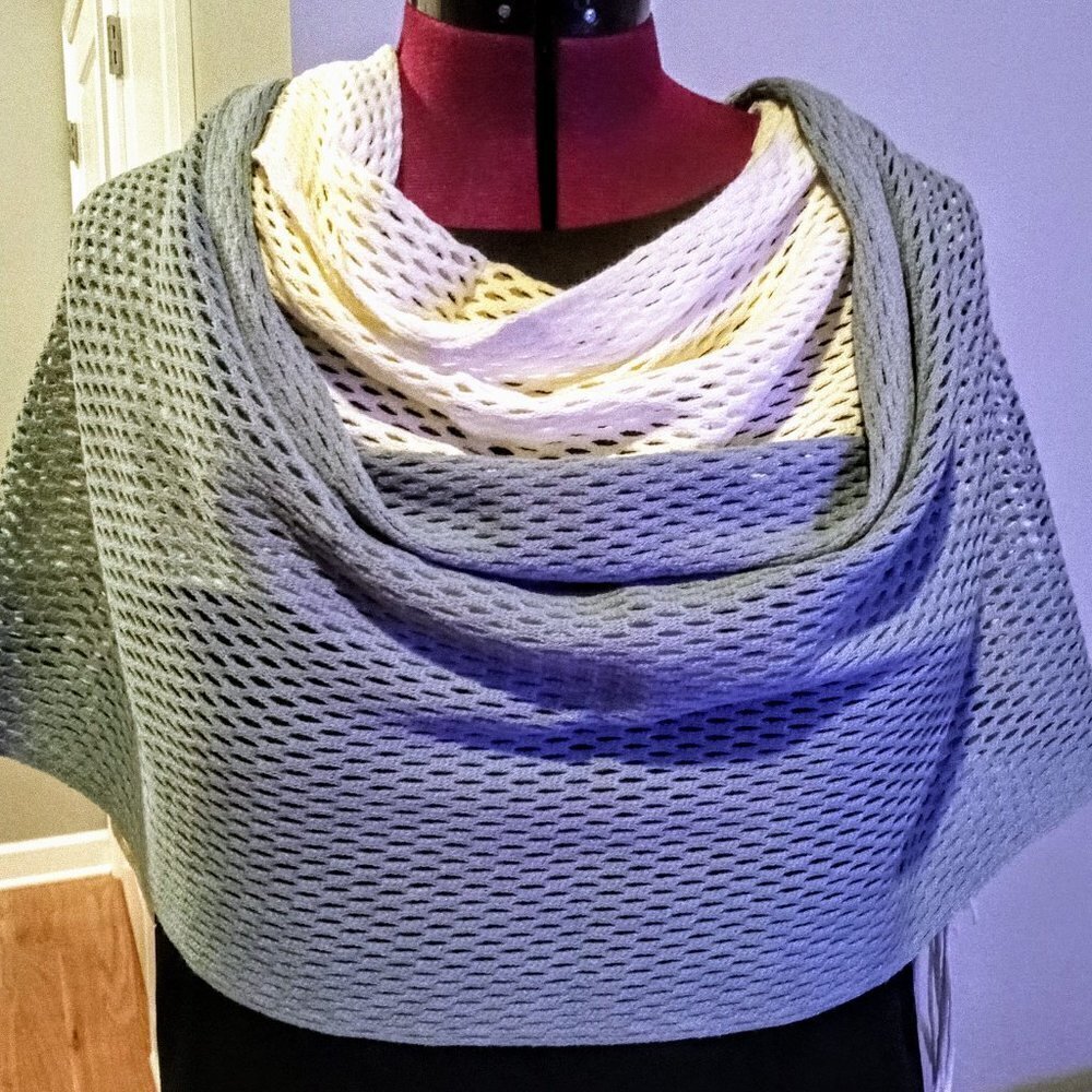 Set of 2 Perry Ellis Woven Knit Fringed Scarves